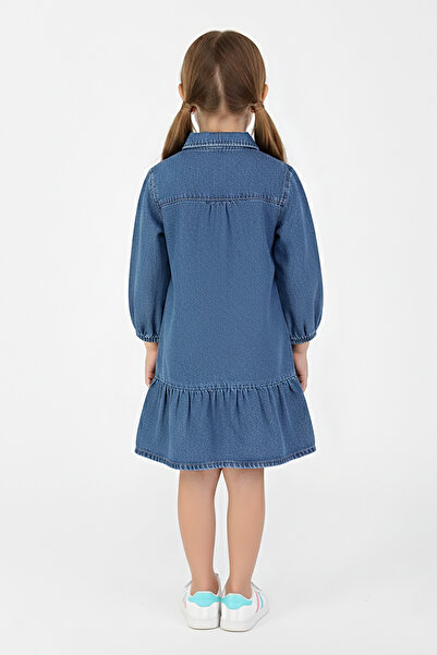 Dmb Girl's Sequined Heart Detailed Denim Dress