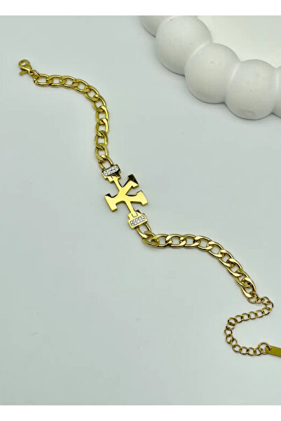 BİJU YILMAZ Steel Gold Letter Y Bracelet - 25-Blk75
