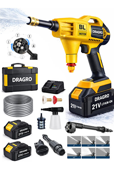 Dragro 21v Kömürsüz Yüksek Basınçlı Şarjlı Oto Araba Bahçe Yıkama Makinesi Çi...