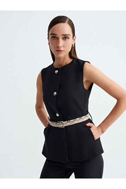 Dilvin 60606 Belted Vest-Black