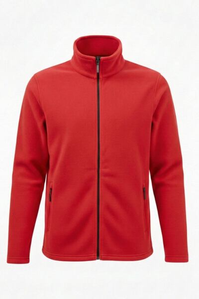 ACR Giyim Red Bato Collar Outdoor Fleece Jacket with Full Zipper and Pockets