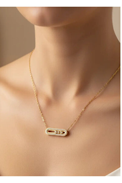 BİJU YILMAZ قلادة من الفولاذ الذهبي - 25-clkk225