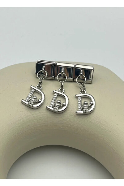 BİJU YILMAZ Steel silver dangling nomi letter charm - 25crm37