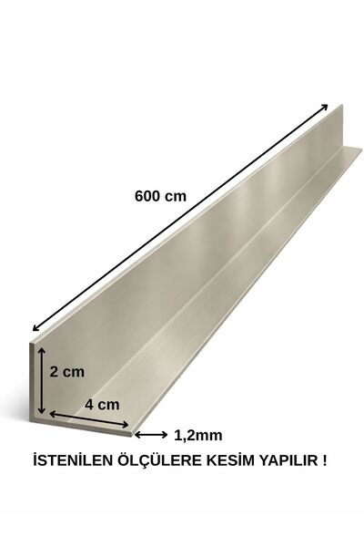 Marka Alüminyum Köşe Profili Alüminyum Köşebent L Profil Gri 2 Cm X 4 Cm X 60...
