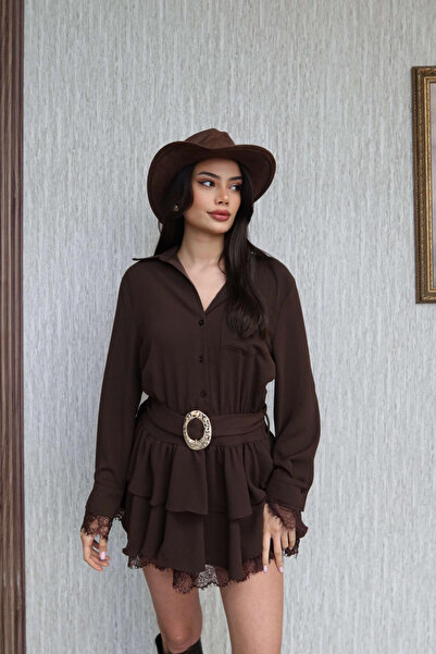 Sorridi Lace Detailed Belted Shirt Dress