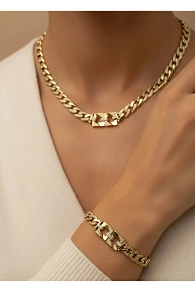 BİJU YILMAZ Xuping Gold Taşlı Tasarım Set - 25-xps16