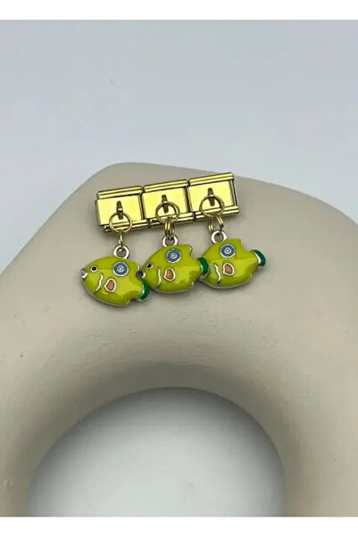 BİJU YILMAZ Steel gold yellow fish dangling nomi charm - 25crm61