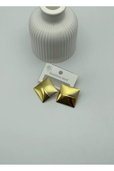 BİJU YILMAZ Steel gold square earring - 25-clk47
