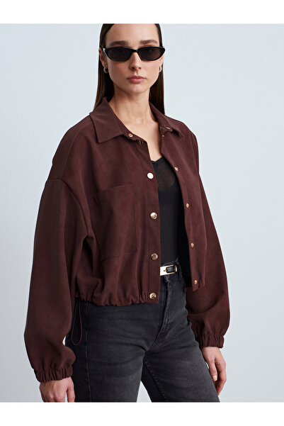 Dilvin 60781 Suede Bomber Jacket-Burgundy