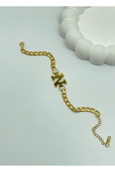 BİJU YILMAZ Steel Gold Letter N Bracelet - 25-Blk81