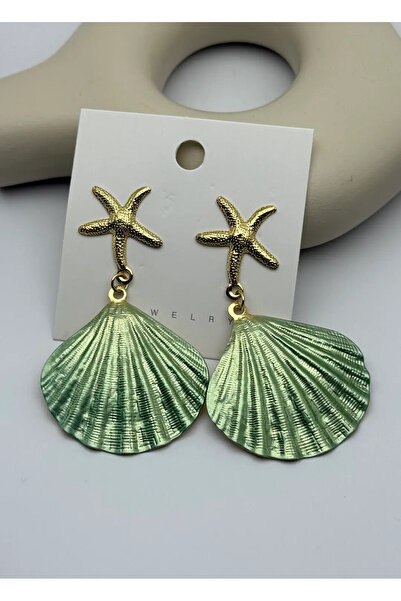 BİJU YILMAZ Vip Sea Star Green Oyster Earrings - 25-Vip274
