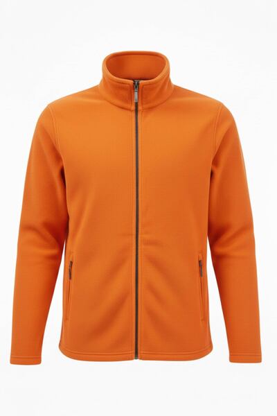 ACR Giyim Orange Bato Collar Outdoor Fleece Jacket with Full Zipper and Pockets