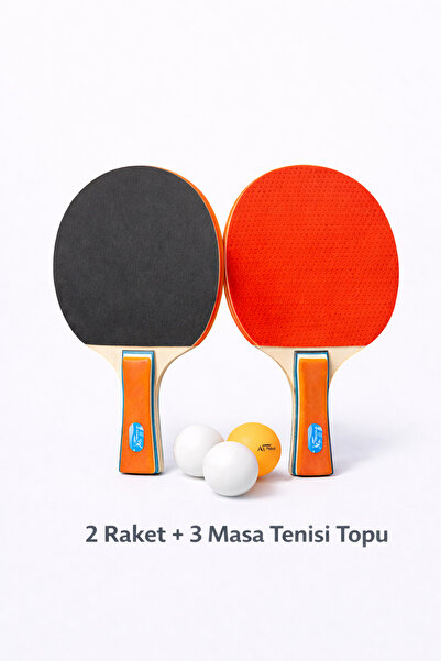 Janissary 2’li Masa Tenisi Raketi + 3 Top Seti | Kaymaz Saplı, Dengeli Lastik...