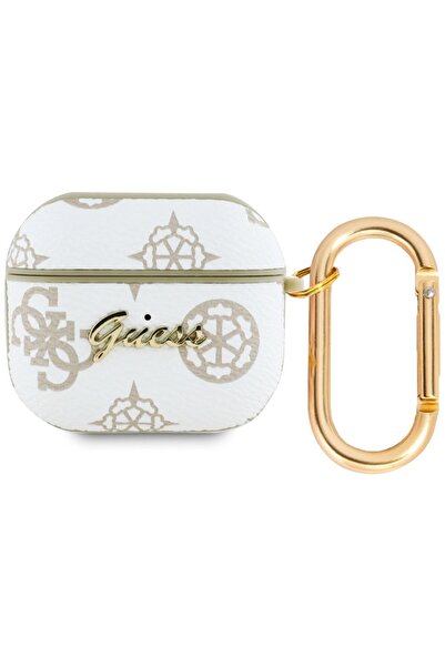 Guess Husă cu cârlig 4G pentru Apple AirPods 3, albă, protecție elegantă