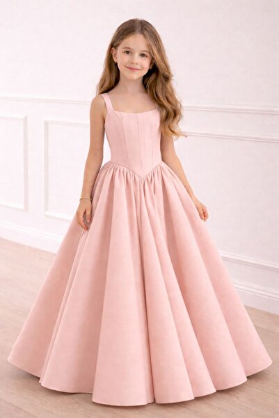 FKB FOR KIDS BABY Kız Çocuk Tasarım Drapeli Uzun Elbise