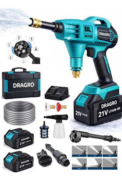 Dragro 21v Kömürsüz Yüksek Basınçlı Şarjlı Oto Araba Bahçe Yıkama Makinesi Çi...