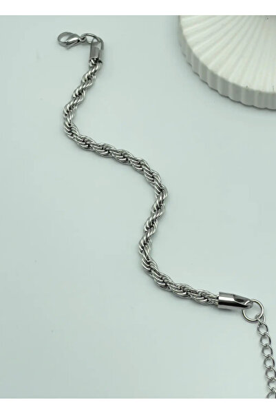 BİJU YILMAZ سوار الفولاذ الفضي الملتوي - 25-blk119