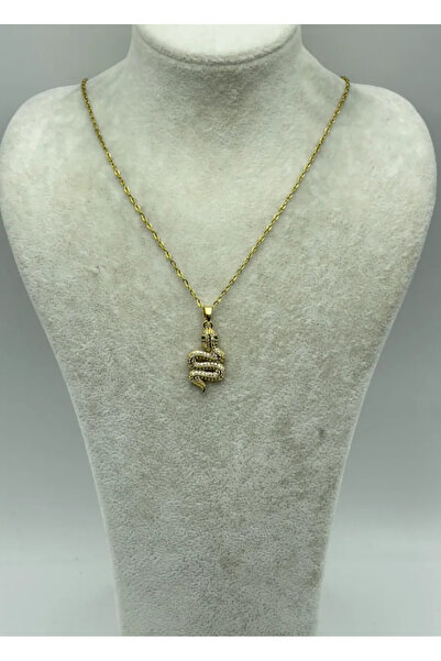 BİJU YILMAZ Steel Gold Snake Necklace - 25-Ctr202