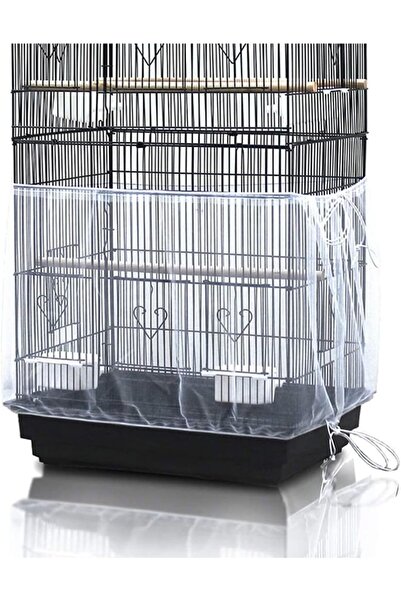 Arabest غطاء شبكي كبير مطاطي مناسب لأقفاص الببغاء، مزود بشبكة لجمع البذور (أب...