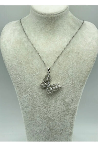 BİJU YILMAZ Steel Silver Butterfly Necklace - 25-Ctr272
