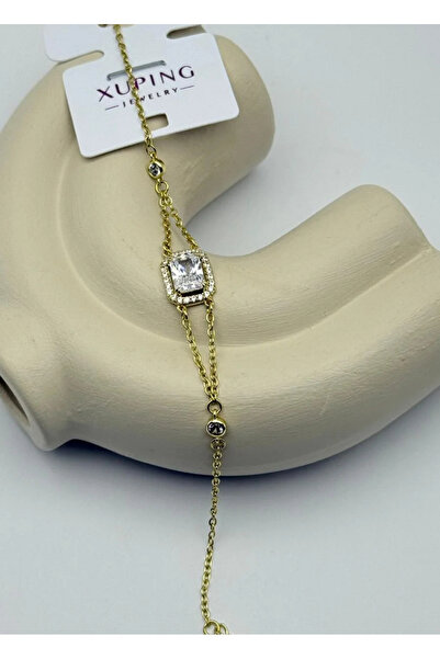 BİJU YILMAZ Xuping Gold Baget Stone Chain Bracelet 25 -Xpb28