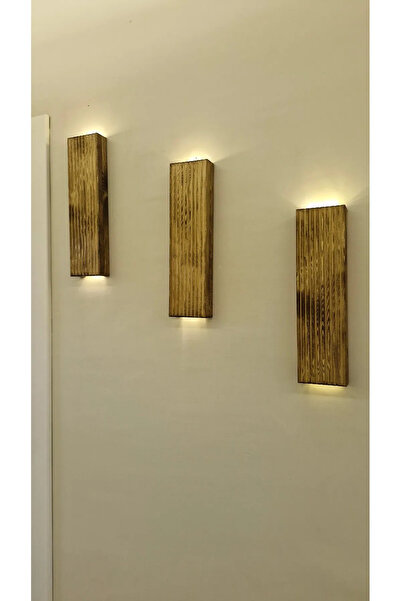 KOLAY DROP 3 lü Ahşap Dekoratif Peri Ledli Aplik Balkon Antre Aksesuarı Otel ...