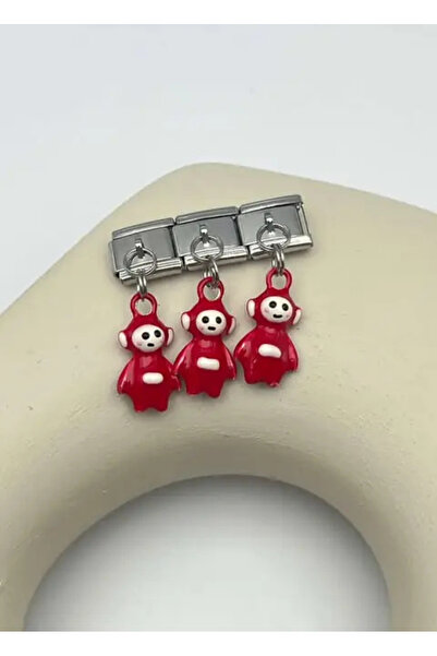 BİJU YILMAZ قلادة تيليتابي فضية حمراء من الفولاذ - 25crm53