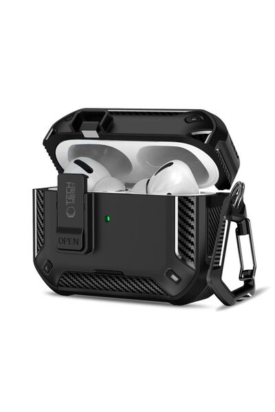 Tech-Protect Carcasă Carbonox neagră pentru Apple AirPods Pro 3