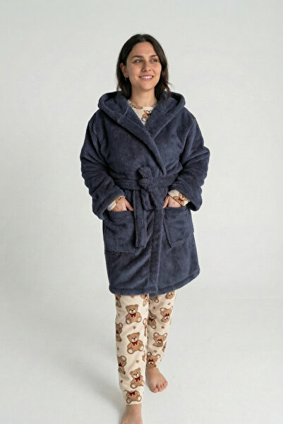 Sevim Hooded Wellsoft Robe & Plush Bathrobe - Soft, Fleece Unisex Robe - Anth...