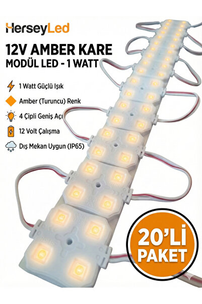 ALLES ( 20 ADET ) AMBER RENK KARE MERCEKSİZ 12 VOLT