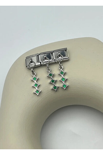 BİJU YILMAZ قلادة نومي الفضية الفولاذية باللون الأخضر - 25crm112