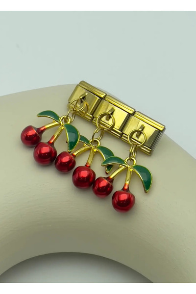 BİJU YILMAZ Steel gold cherry dangle charm - 25crm26
