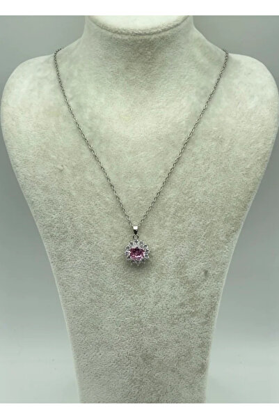 BİJU YILMAZ Steel Silver Single Stone Necklace - 25-Ctr209