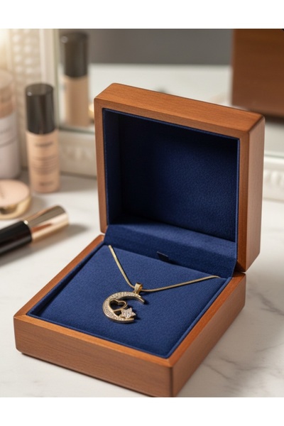 stainless steell قلادة من الفولاذ المقاوم للصدأ على شكل قلب ونجمة القمر باللو...