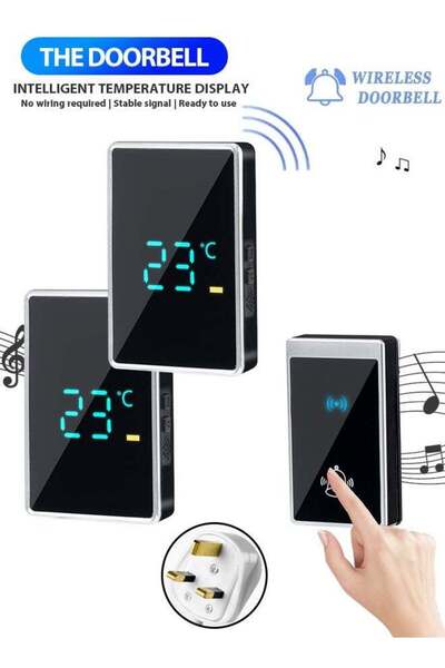 Generic Waterproof Wireless Doorbell with Temperature Display LED Flash, 2 Re...