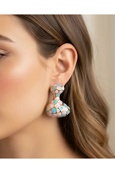 BİJU YILMAZ Xuping Gold Colorful Design Earrings 25-Xpkp290