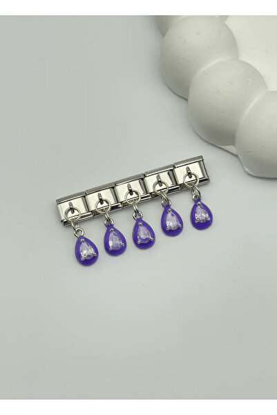 BİJU YILMAZ الفضة الصلب الأرجواني قطرة الحجر المتدلي سحر نومي - 25crm17