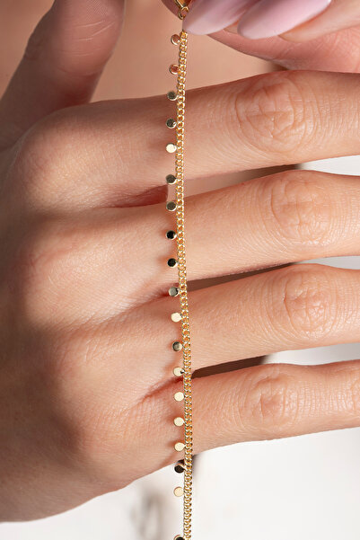 Elika Silver Gold Rowed Dangle Sequin Bracelet