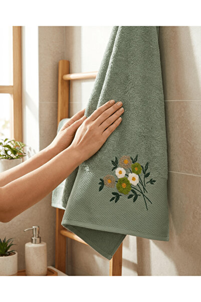 Vannes Home Colorful Punch Embroidered 100% Cotton 2-Piece Hand and Face Towe...