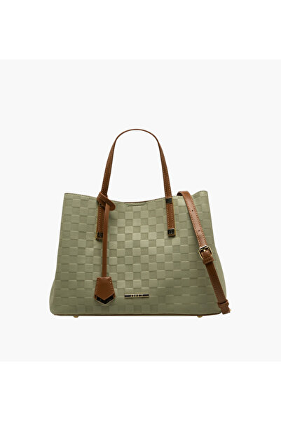 Bessie London Checked Tote Bag with Detachable Strap