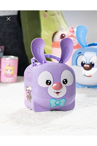 KUMBARAM Sevimli Mor Tavşanlı Kilitli Çocuk Kumbara - Para Biriktirme Arkadaş...