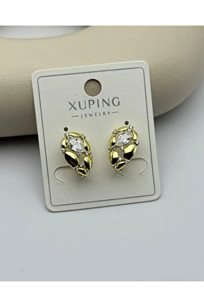 BİJU YILMAZ أقراط ذهبية من Xuping بتفاصيل حجرية - 25-xpkp37