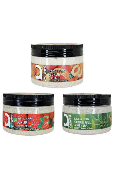 Ostwint Pachet de 3 scrub exfoliant pentru față și corp cu căpșuni, caise, al...