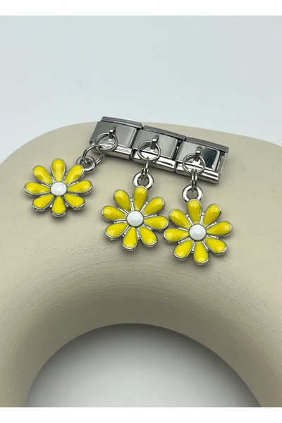 BİJU YILMAZ Steel silver daisy dangle nomi charm - 25crm87