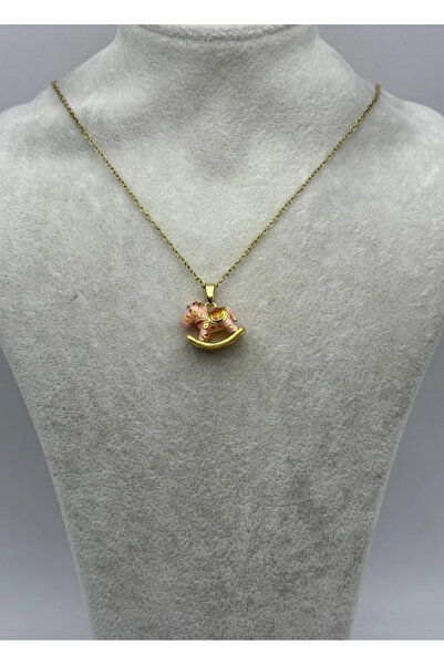 BİJU YILMAZ Steel Gold Cute Horse Necklace - 25-Ctr310