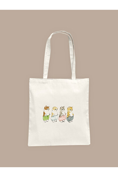 Hayali Şeyler Shalwar Cats Printed Cloth Bag