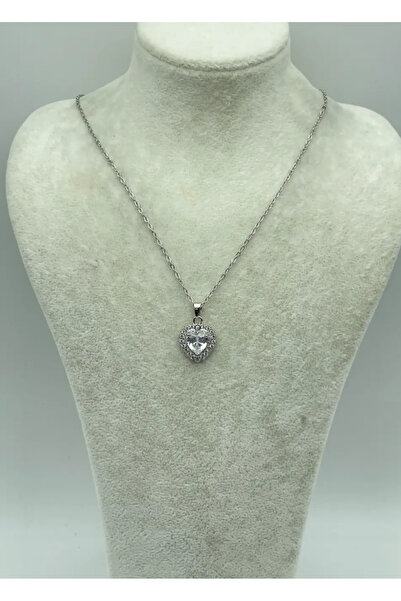 BİJU YILMAZ Steel Silver Heart Necklace - 25-Ctr244