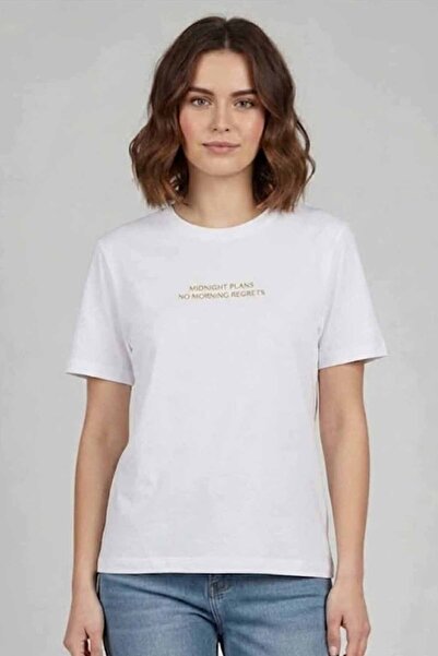 rekor sports Γυναικείο μπλουζάκι Midnight Plans με χρυσή γραφή, 100% βαμβάκι