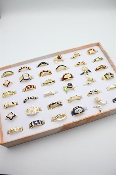 MENESSA 36 Piece Enamel Ring Set - Gold