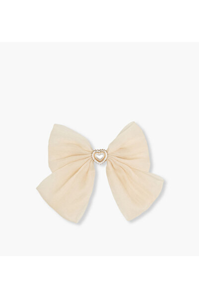 Lifestyle Bow Barrette Hair Clip with Heart Embellishment